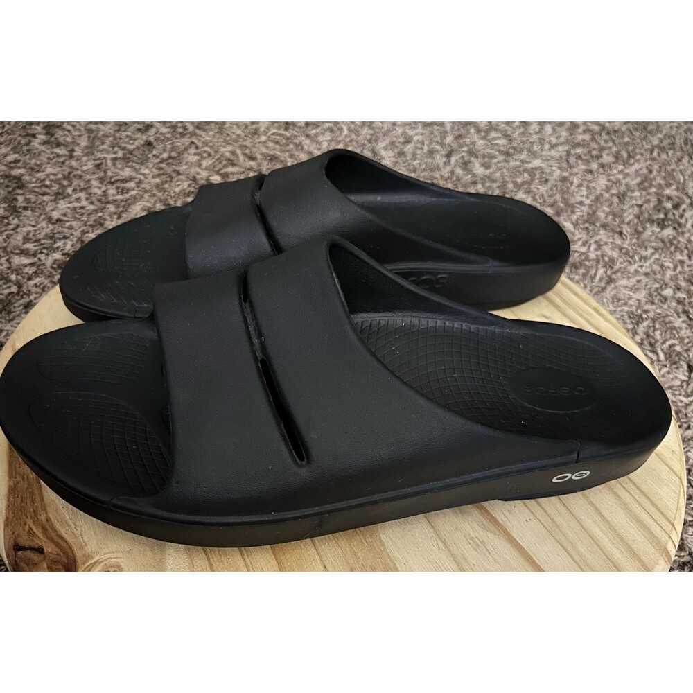 Oofos Unisex OOahh Black Open Toe Slip On Slide Sandals Size M 13 W 15